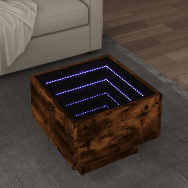 vidaXL Τραπέζι Βοηθητικό με LED Δρυς 40x40x30cm Επεξεργασμένο Ξύλο 1 τεμ.