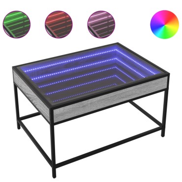 vidaXL Τραπεζάκι Σαλονιού Άπειρο Φως LED Γκρι Sonoma 70x50x41cm 1 τεμ.