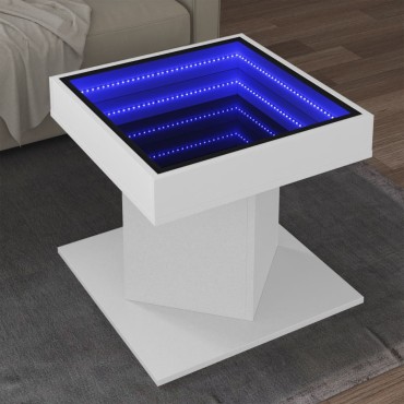 vidaXL Τραπεζάκι Σαλονιού με LED Λευκό 50x50x45cm Επεξεργασμένο Ξύλο 1 τεμ.