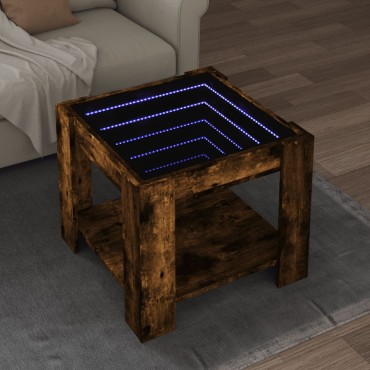 vidaXL Τραπεζάκι Σαλονιού με LED Δρυς 53x53x45cm Επεξεργασμένο Ξύλο 1 τεμ.