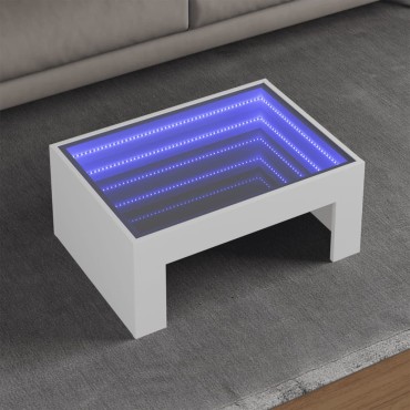 vidaXL Τραπεζάκι Σαλονιού Infinity LED Λευκό 70x50x30cm 1 τεμ.