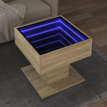 vidaXL Τραπεζάκι Σαλονιού με LED Δρυς 50x50x45cm Επεξεργασμένο Ξύλο 1 τεμ.