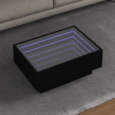 vidaXL Τραπεζάκι Σαλονιού με LED Μαύρο 70x50x30cm Επεξεργασμένο Ξύλο 1 τεμ.