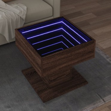 vidaXL Τραπεζάκι Σαλονιού με LED Δρυς 50x50x45cm Επεξεργασμένο Ξύλο 1 τεμ.