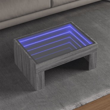 vidaXL Τραπεζάκι Σαλονιού Άπειρο Φως LED Γκρι Sonoma 70x50x30cm 1 τεμ.