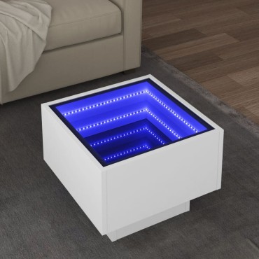 vidaXL Τραπέζι Βοηθητικό με LED Λευκό 40x40x30cm Επεξεργασμένο Ξύλο 1 τεμ.