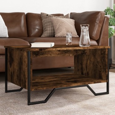 vidaXL Τραπεζάκι Σαλονιού Καπνιστή Δρυς 75x51x40cm Επεξεργ. Ξύλο 1 τεμ.