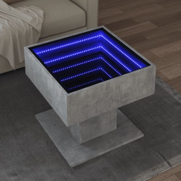 vidaXL Τραπεζάκι Σαλονιού με LED Γκρι 50x50x45cm Επεξεργασμένο Ξύλο 1 τεμ.