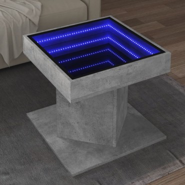 vidaXL Τραπεζάκι Σαλονιού με LED Γκρι 50x50x45cm Επεξεργασμένο Ξύλο 1 τεμ.