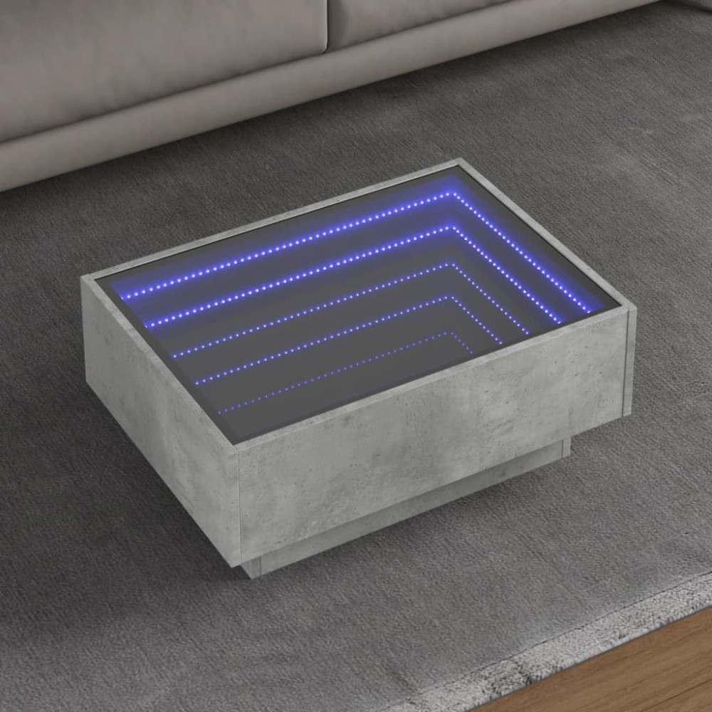 vidaXL Τραπεζάκι Σαλονιού με LED Γκρι 70x50x30cm Επεξεργασμένο Ξύλο 1 τεμ.