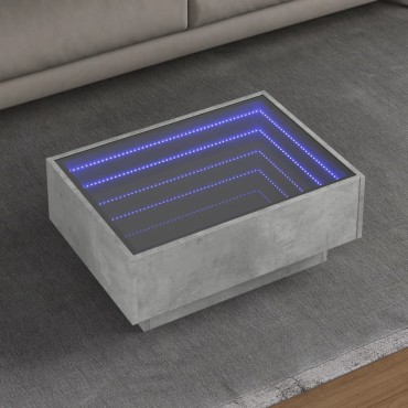 vidaXL Τραπεζάκι Σαλονιού με LED Γκρι 70x50x30cm Επεξεργασμένο Ξύλο 1 τεμ.
