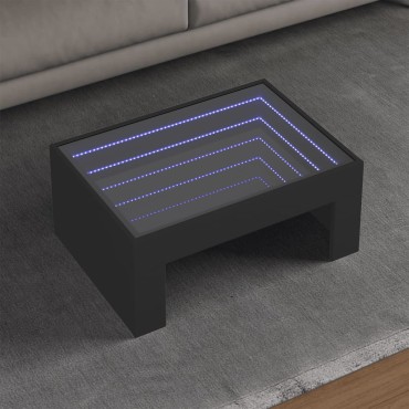 vidaXL Τραπεζάκι Σαλονιού Infinity LED Μαύρο 70x50x30cm 1 τεμ.
