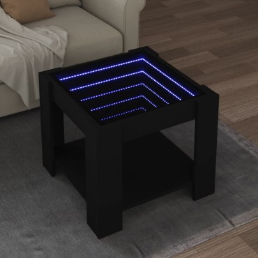 vidaXL Τραπεζάκι Σαλονιού με LED Μαύρο 53x53x45cm Επεξεργασμένο Ξύλο 1 τεμ.