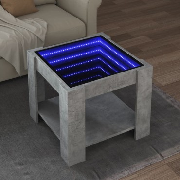 vidaXL Τραπεζάκι Σαλονιού με LED Γκρι 53x53x45cm Επεξεργασμένο Ξύλο 1 τεμ.