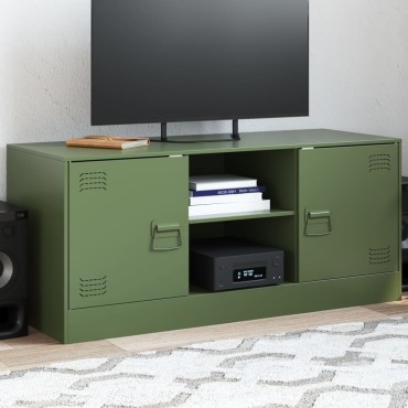 vidaXL Έπιπλο Τηλεόρασης Πράσινο Λαδί 99x39x44cm από Ατσάλι
