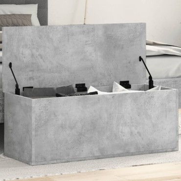 vidaXL Κουτί Αποθήκευσης Γκρι Σκυροδέματος 90x35x35cm Επεξεργ. Ξύλο 1 τεμ.