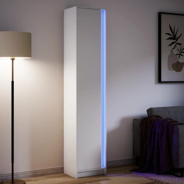 vidaXL Ντουλάπι με LED Λευκό 41,5x32,5x200cm από Επεξεργασμένο Ξύλο 1 τεμ.