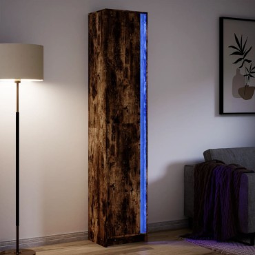 vidaXL Ντουλάπι με LED Δρυς 41,5x32,5x200cm από Επεξεργασμένο Ξύλο 1 τεμ.