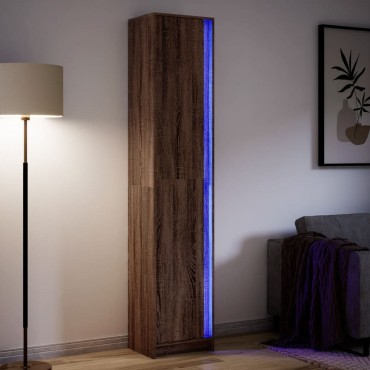 vidaXL Ντουλάπι με LED Δρυς 41,5x32,5x200cm από Επεξεργασμένο Ξύλο 1 τεμ.