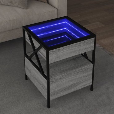 vidaXL Τραπεζάκι Άπειρο Φως LED Γκρι Sonoma 40x40x51cm 1 τεμ.