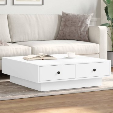 vidaXL Τραπεζάκι Σαλονιού Λευκό 90x90x28cm Επεξεργασμένο Ξύλο 1 τεμ.