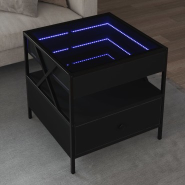 vidaXL Τραπεζάκι Σαλονιού Infinity LED Μαύρο 50x50x51cm 1 τεμ.