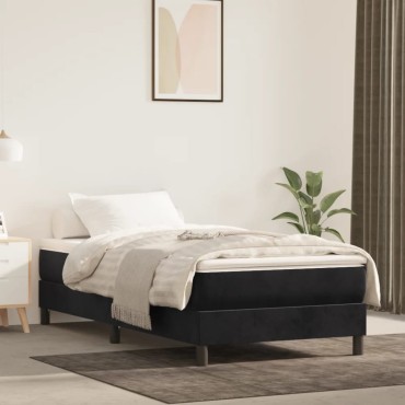 vidaXL Στρώμα με Pocket Springs Μαύρο 90x210x20cm Βελούδινο 1 τεμ. - Μονό