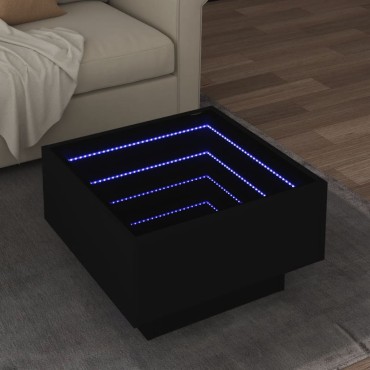 vidaXL Τραπεζάκι Σαλονιού με LED Μαύρο 50x50x30cm Επεξεργασμένο Ξύλο 1 τεμ.