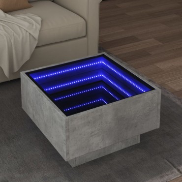 vidaXL Τραπεζάκι Σαλονιού με LED Γκρι 50x50x30cm Επεξεργασμένο Ξύλο 1 τεμ.