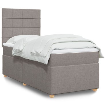 vidaXL Κρεβάτι Boxspring με Στρώμα Taupe 100x200cm Υφασμάτινο 1 τεμ. - Μονό