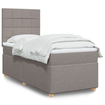 vidaXL Κρεβάτι Boxspring με Στρώμα Taupe 100x200cm Υφασμάτινο 1 τεμ. - Μονό