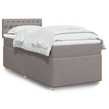 vidaXL Κρεβάτι Boxspring με Στρώμα Taupe 100x200cm Υφασμάτινο 1 τεμ. - Μονό