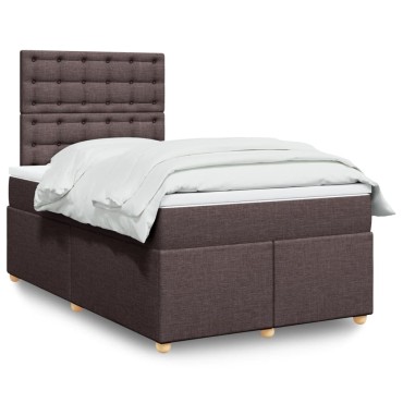 vidaXL Κρεβάτι Boxspring με Στρώμα Σκούρο Καφέ 120x200 εκ. Υφασμάτινο
