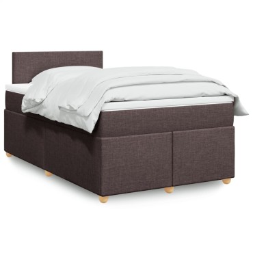 vidaXL Κρεβάτι Boxspring με Στρώμα Σκούρο Καφέ 120x190 εκ Υφασμάτινο
