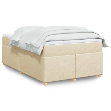 vidaXL Κρεβάτι Boxspring με Στρώμα Κρεμ 120x190cm Υφασμάτινο 1 τεμ. - Μονό