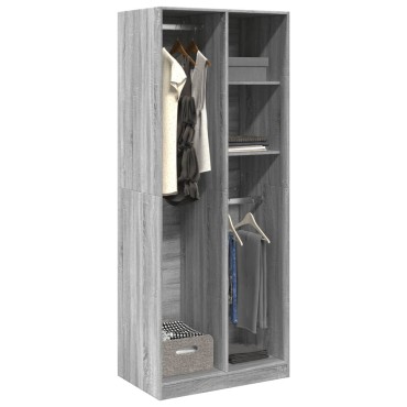 vidaXL Ντουλάπα Γκρι Sonoma 80x50x200cm από Επεξεργασμένο Ξύλο 1 τεμ.