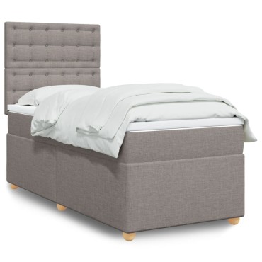 vidaXL Κρεβάτι Boxspring με Στρώμα Taupe 100x200cm Υφασμάτινο 1 τεμ. - Μονό