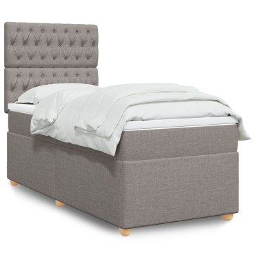 vidaXL Κρεβάτι Boxspring με Στρώμα Taupe 100x200cm Υφασμάτινο 1 τεμ. - Μονό