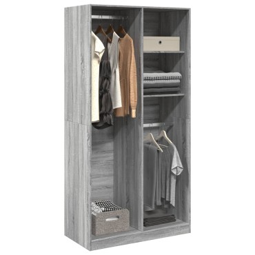 vidaXL Ντουλάπα Γκρι Sonoma 100x50x200cm από Επεξεργασμένο Ξύλο 1 τεμ.