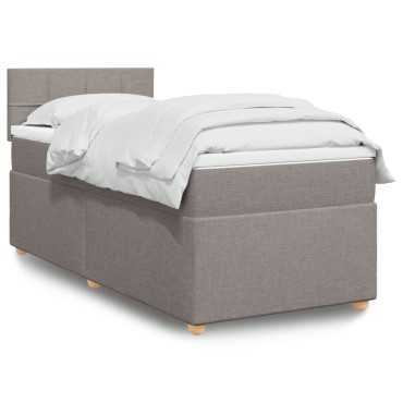 vidaXL Κρεβάτι Boxspring με Στρώμα Taupe 100x200cm Υφασμάτινο 1 τεμ. - Μονό
