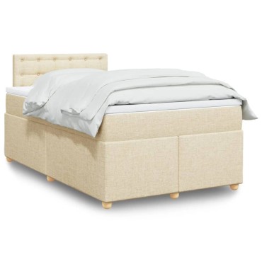 vidaXL Κρεβάτι Boxspring με Στρώμα Κρεμ 120x190cm Υφασμάτινο 1 τεμ. - Μονό