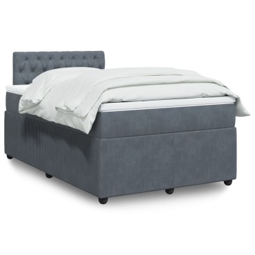 vidaXL Κρεβάτι Boxspring με Στρώμα Σκούρο Γκρι 120x200 εκ. Βελούδινο