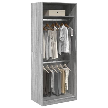 vidaXL Ντουλάπα Γκρι Sonoma 80x50x200cm από Επεξεργασμένο Ξύλο 1 τεμ.