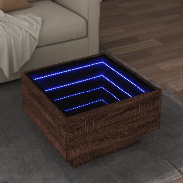 vidaXL Τραπεζάκι Σαλονιού με LED Δρυς 50x50x30cm Επεξεργασμένο Ξύλο 1 τεμ.