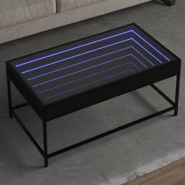 vidaXL Τραπεζάκι Σαλονιού Infinity LED Μαύρο 90x50x41cm 1 τεμ.