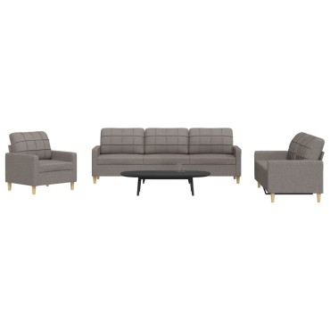 Σετ Σαλονιού 3 τεμ. Taupe Υφασμάτινο 77x77x80cm  Διθέσιος Τριθέσιος