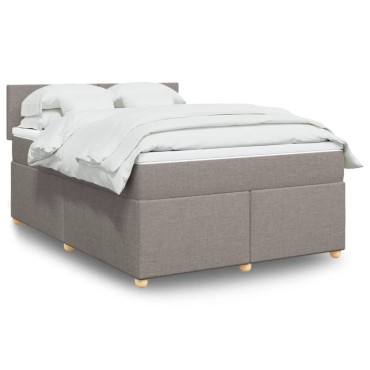vidaXL Κρεβάτι Boxspring με Στρώμα Taupe 160x200cm Υφασμάτινο 1 τεμ. - Διπλό