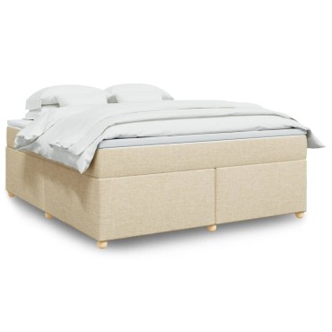vidaXL Κρεβάτι Boxspring με Στρώμα Κρεμ 180x200 εκ. Υφασμάτινο