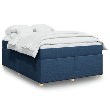 vidaXL Κρεβάτι Boxspring με Στρώμα Μπλε 140x200cm Υφασμάτινο 1 τεμ. - Διπλό