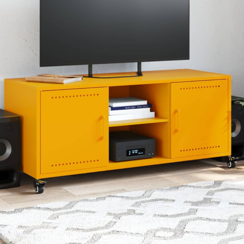 vidaXL Έπιπλο Τηλεόρασης Μουσταρδί Κίτρινο 100,5x39x43,5cm από Ατσάλι